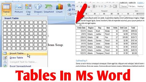 How To Insert Table In Ms Word Working With Tables In Ms Word Youtube