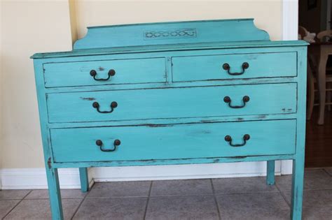 Antique Dresser Finished In Destin Gulf Green And Satin Finish By