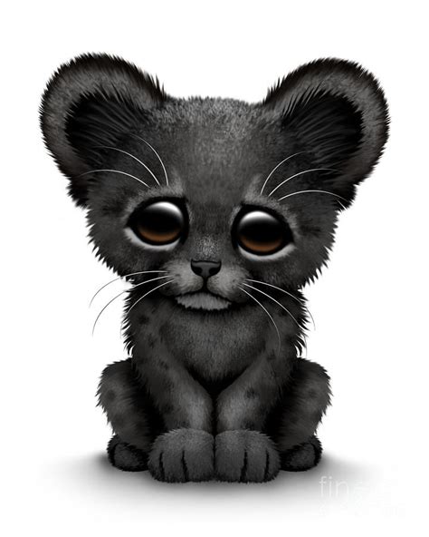 Cute Baby Black Panther Cub Digital Art By Jeff Bartels