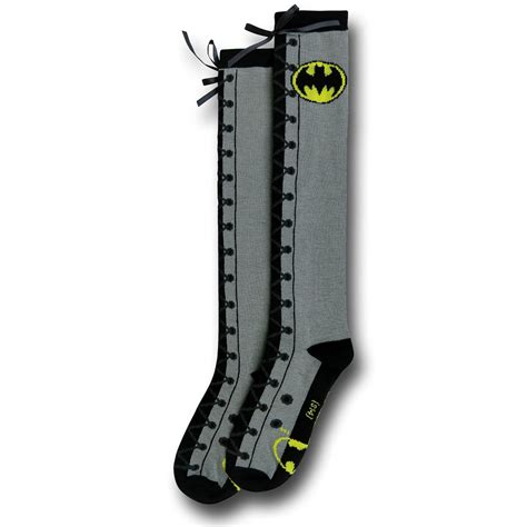 Batman Faux Lace Up Knee High Socks