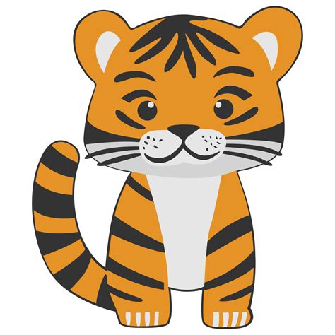 Tiger Clipart Icon Vector Flat Design On Transparent Background Animal