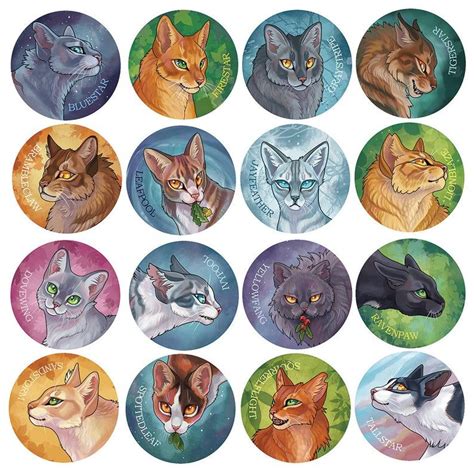 Cats Pin Back Badges 6 Pins Of Your Choice Etsy Warrior Cats