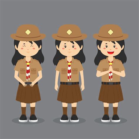 Indonesian Pramuka Character With Expression 3317727 Vector Art At Vecteezy