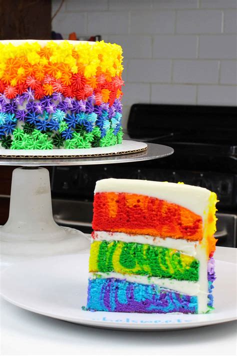 Rainbow Marble Cake Recipe With Vanilla Frosting Chelsweets
