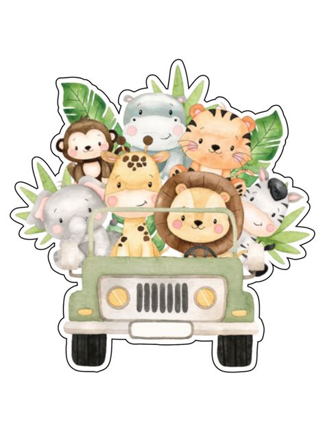 Carrinho Com Animais Safari Png Art Poin Chá De Bebê De Girafa