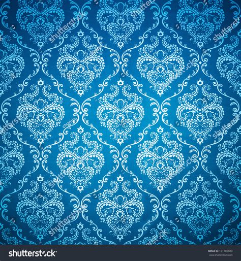 Texture Background Seamless Damask Blue Wallpaper Stock Photo 121785880