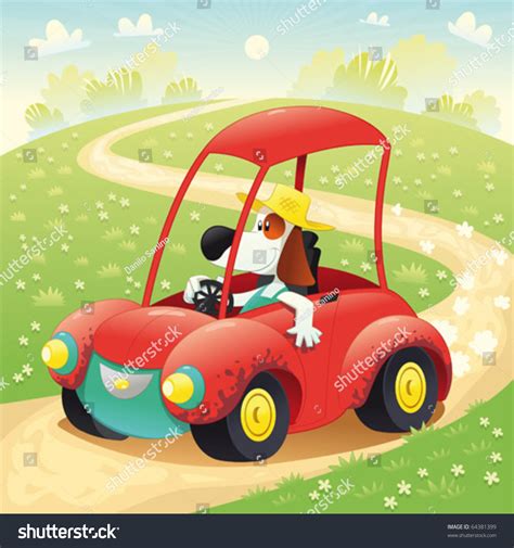 Funny Dog On Car Cartoon Vector Stock Vector 64381399 ...