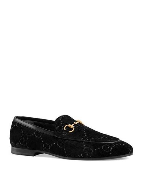 Gucci Womens New Jordaan Velvet Logo Loafers Shoes Bloomingdales