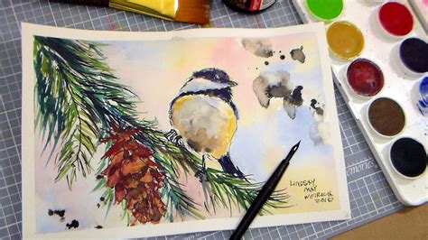How To Paint A Chickadee In Pen And Ink And Watercolor Full Tutorial