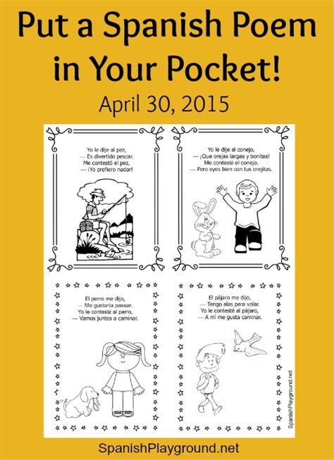 Poem In Your Pocket Spanish Printable Spanish Playground