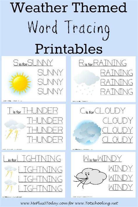 Free Weather themed Word Tracing Printables | Weather words, Weather