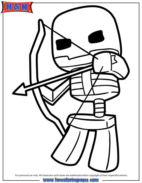Minecraft Skeleton Shooting Bow And Arrow Coloring Page 670