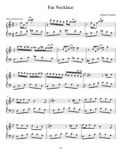 Fae Necklace Sheet Music For Piano Solo