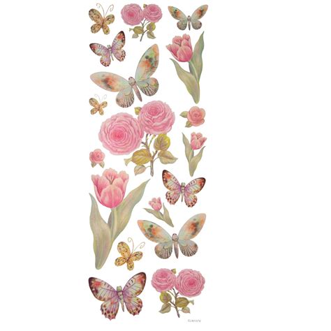 Flower And Butterfly Glitter Stickers Hobby Lobby 280545