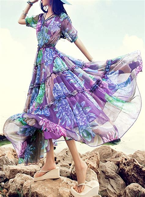 Shop For High Quality Bohemia Floral Print High Waist Maxi Dress Online