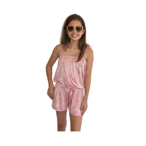 Girls June Tie Dye Tube Top Romper W Straps Blush ⋆ Gypsy Girl Tween