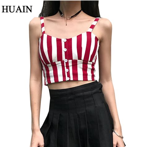 Sexy Camis Crop Top Striped Women Tank Top Camisole Summer Casual Strap Bra Backless