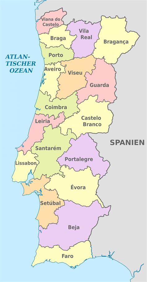 Mapa de las regiones de Portugal mapa político y estatal de Portugal