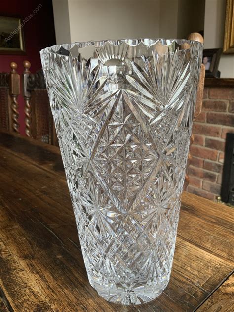 Antiques Atlas Heavy Crystal Cut Glass Star Cut Flower Vase