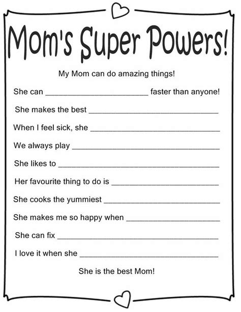 Mother S Day Worksheet Mom’s Super Powers ️ ️ ️ Ittt