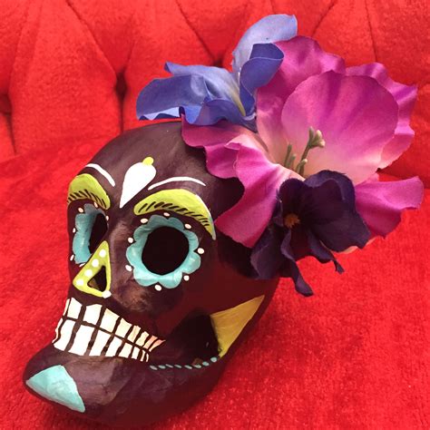 The Violeta Hand Painted Paper Mache Sugar Skull From Viv And Izzys
