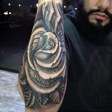 The skull and the rose. 80 Money Rose Tattoo Designs For Men - Cool Currency Ink
