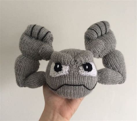Like knitted dolls, blankets, blanket squares, scarves. Geodude knitting pattern pokemon pattern knit knitted ...