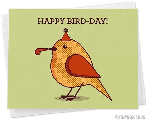 Cute Birthday Card Happy Bird Day Funny Birthday Etsy