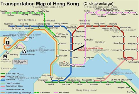 Hong Kong Transportation Map Subway Lines And Stations Subway Map