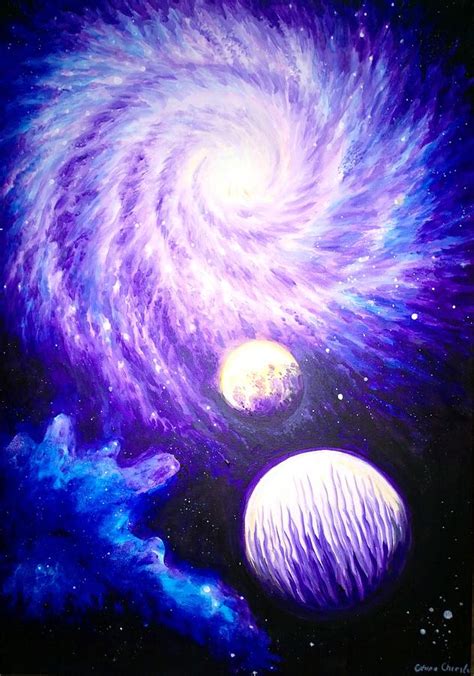 Galaxy And Planets Painting By Chirila Corina Pixels