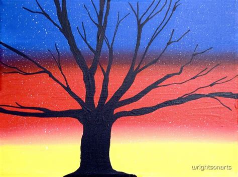 Sunset Tree Wall Art Original Print Painting Sunset Rainbow Decor