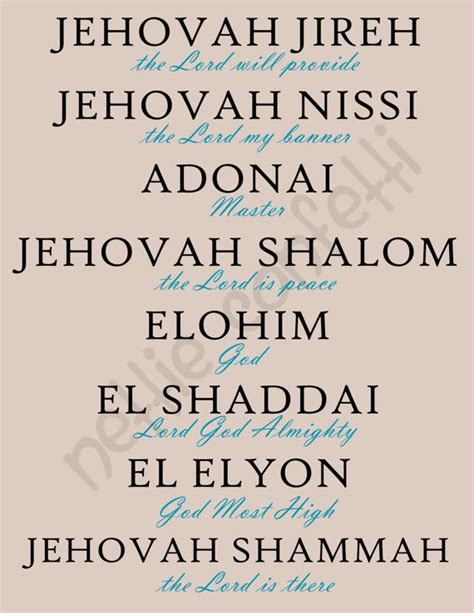 Names Of God Instant Download By Nettieconfetti On Etsy Scripture
