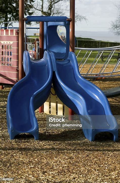 Blue Playground Slides Stock Photo Download Image Now Blue Color