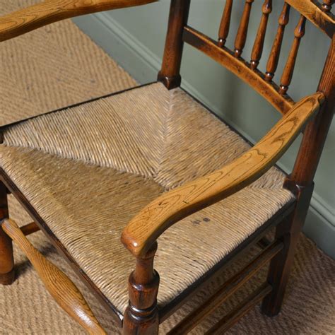 Eighteenth Century Oak And Elm Antique Lancashire Ladder Back Chair