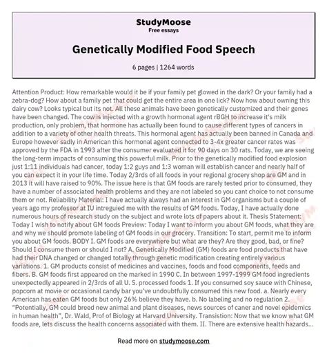 🌈 Speech About Genetically Modified Foods Genetically Modified Food