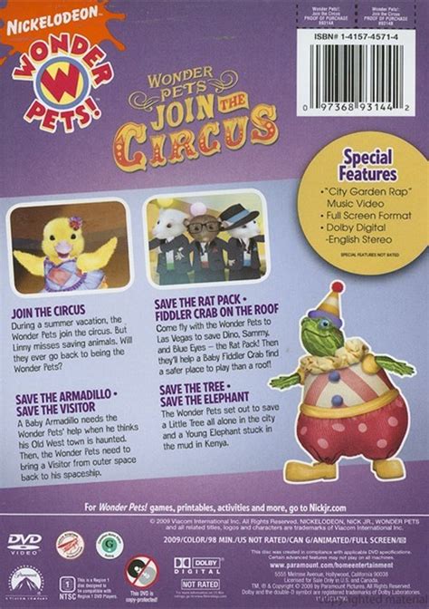 Wonder Pets Join The Circus Dvd 2008 Dvd Empire