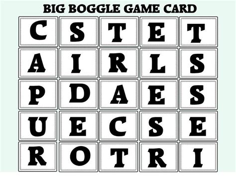 Boggle Game Board Printable Activity Shelter