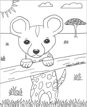 African Painted Dog Baby Printable Coloring Page | TPT