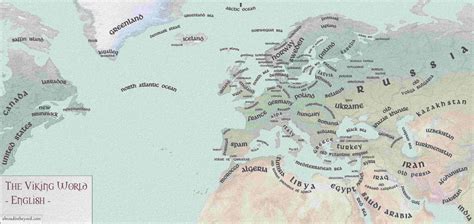 Viking Dünyasının Eski İskandinav Nors Haritası Ungo