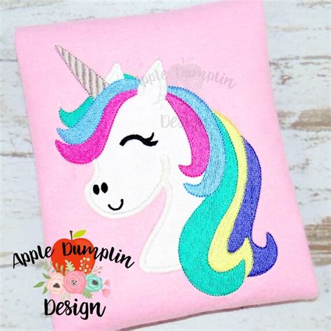 Unicorn Applique Design Machine Embroidery Unicorn Etsy