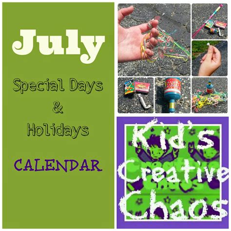 July Calendar Of Special Days And Holidays For Curriculum Planning