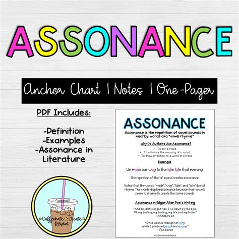 Assonance Anchor Chart Notes One Pager Distance Learning