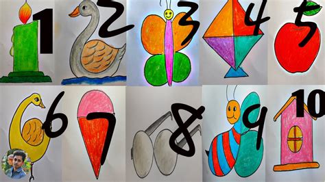 Number Drawing For Kids How To Draw Using Numbers 1 10 Easy Number
