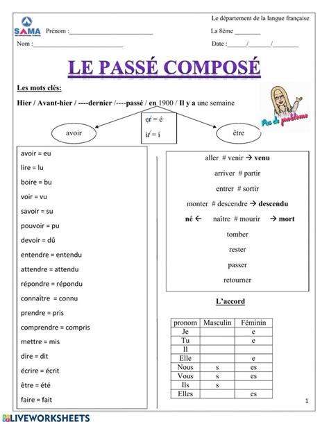 Passé composé interactive worksheet for intermediate. You can do the ...