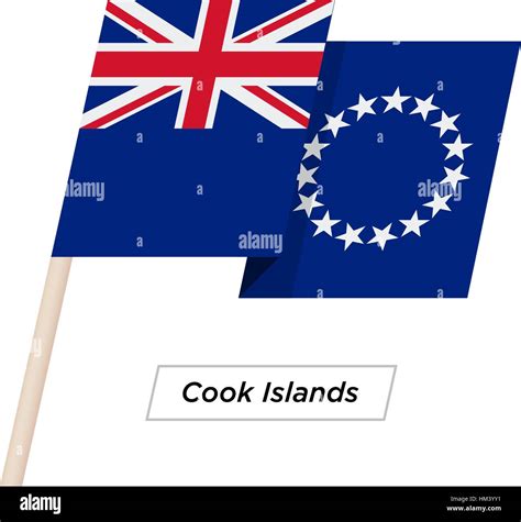 Cook Islands Ribbon Waving Flag Isolated On White Vector Illustration