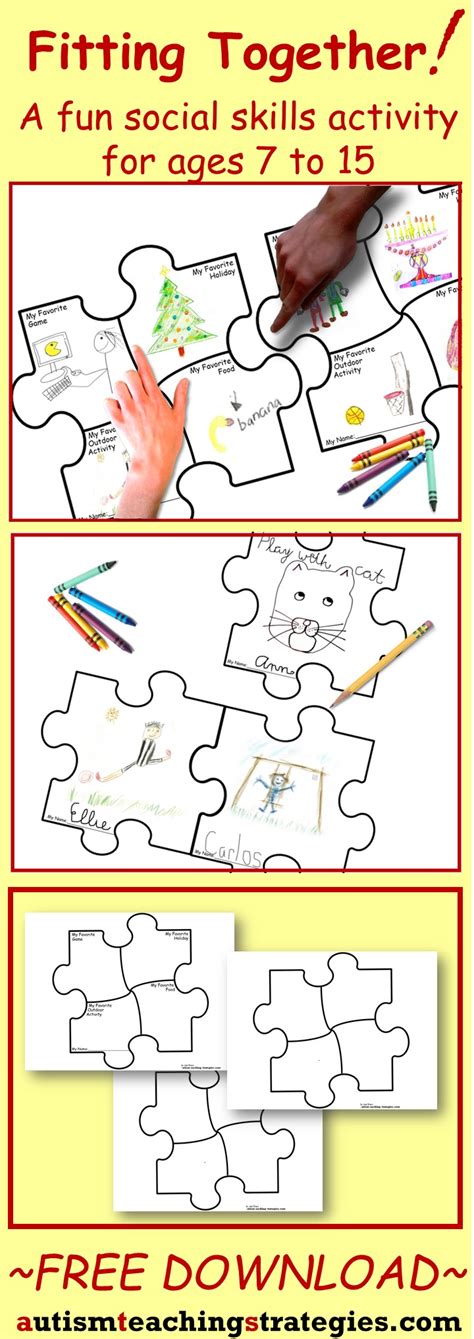 Improving their fine motor skills. Puzzle Piece Drawing Sheets: Cooperative Social Skills ...