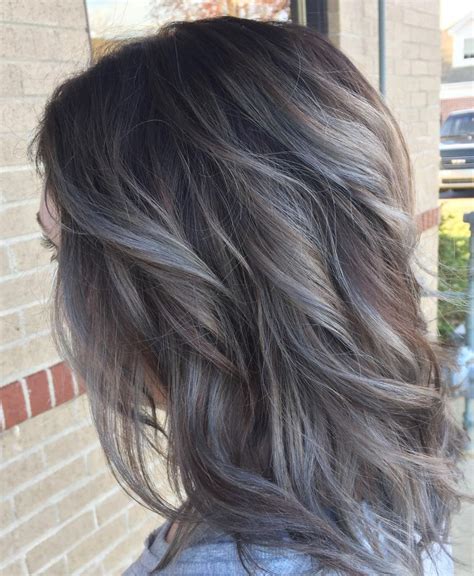 60 Ideas Of Gray And Silver Highlights On Brown Hair Blending Gray