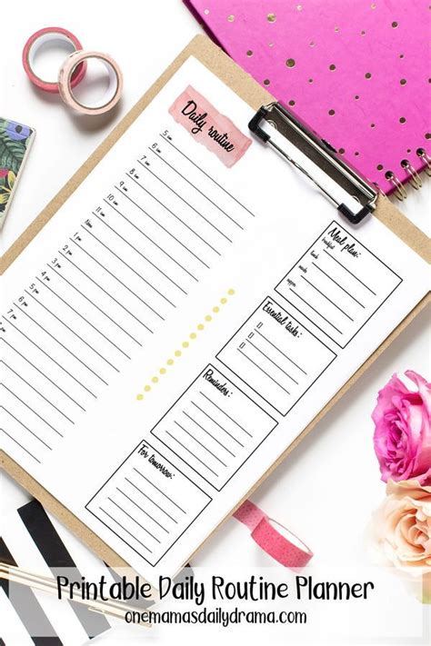 Printable Daily Routine Planner Printable Planner Inserts Daily