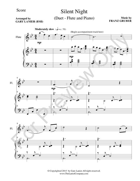 Silent Night Duet For Flute And Piano Fluteandnb Jw