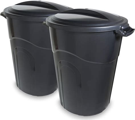 United Solutions 32 Gallon Outdoor Garbage Can Black Easy To Carry